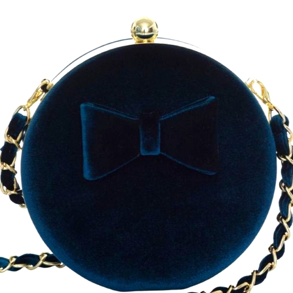 REVIEW Locky Teal Blue Green Velvet Clutch Purse Crossbody Bag NWT - Picture 2 of 6